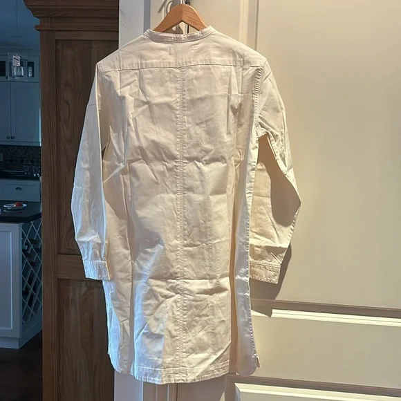 🎀 NWT EVERLANE organic cotton The Long-Sleeve Utility Mini Dress XS in bone - Picture 11 of 16